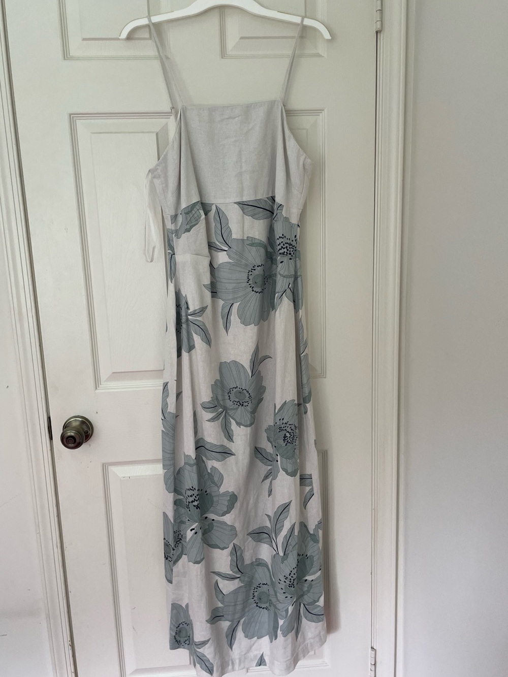 Joie spaghetti strap cream green floral maxi dress NWT Sz M linen blend,  lined